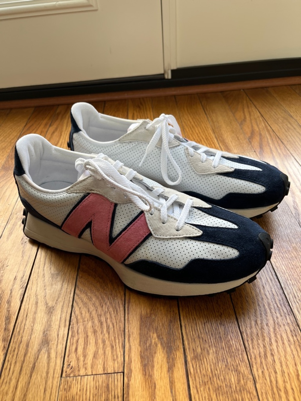 New Balance Men's Athletic Sneakers in White, Navy.
